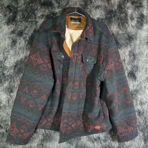 Jachs New York Sherpa Lined Flannel Jacket Mens XXL Aztec Pattern Button Front